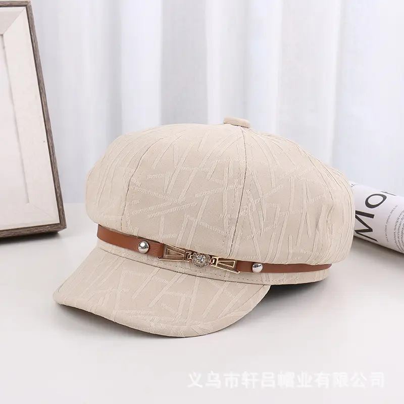 Women's Brown Japanese Hat with Embroidered Band - Image 3
