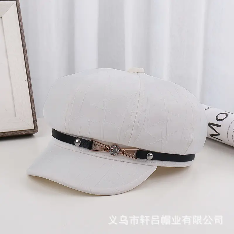 Women's Brown Japanese Hat with Embroidered Band - Image 4