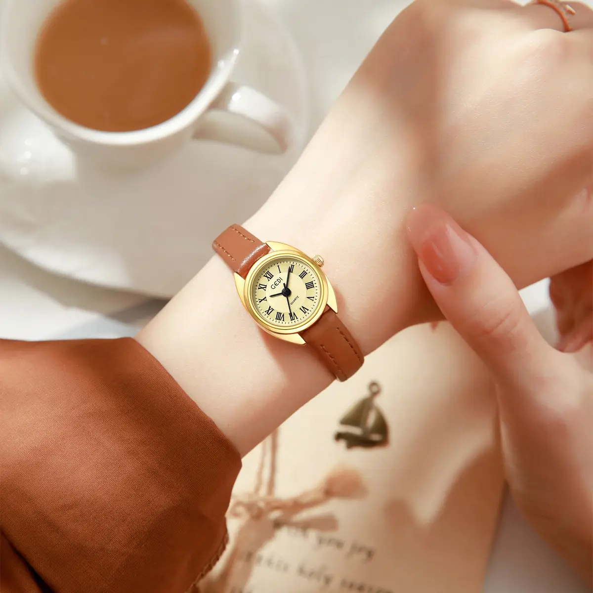 Gold Korean Women's Watch with Roman Dial - Image 7