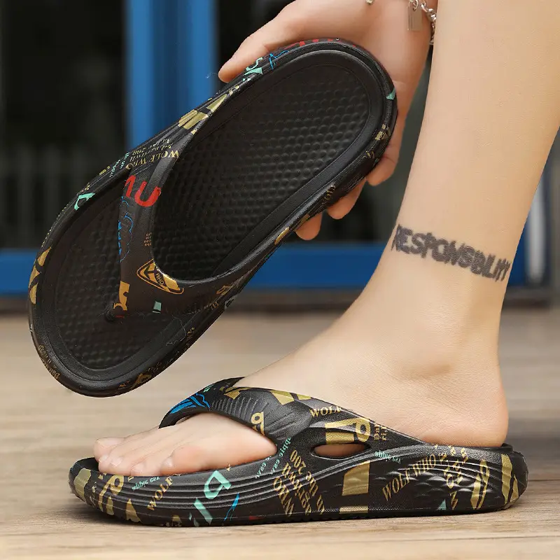 Flip-flops Men's Summer Outwear Flip-flops Sandals for Bathing Non-slip Deodorant Casual Sports Beach Shoes - Image 2