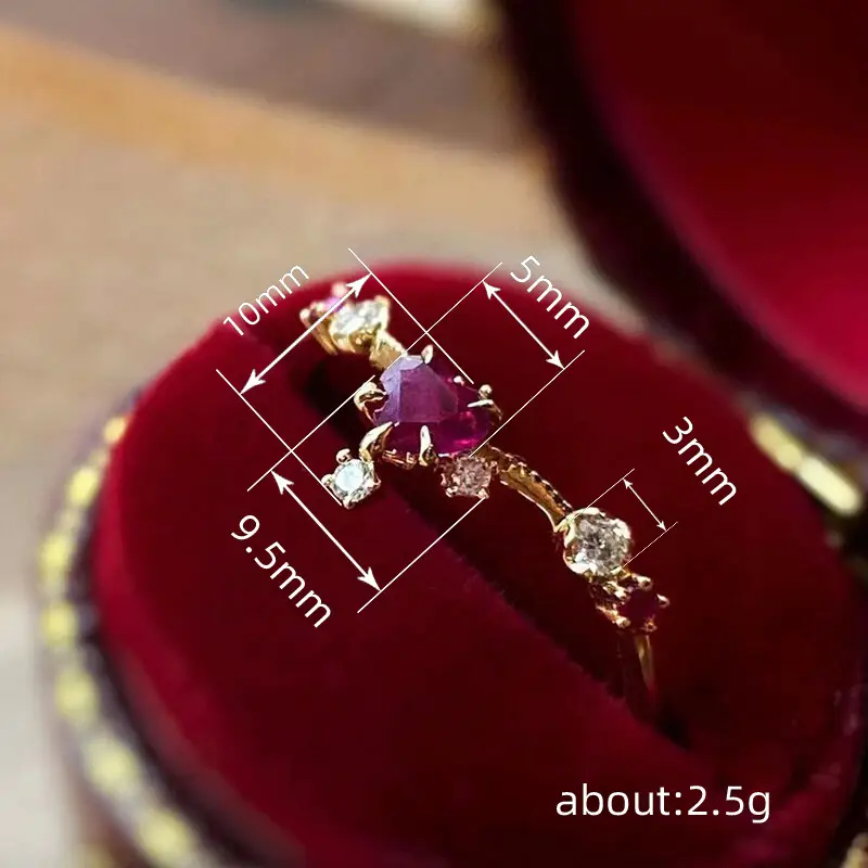 Sweet French Flower Ring with Ruby & Diamond High Gold