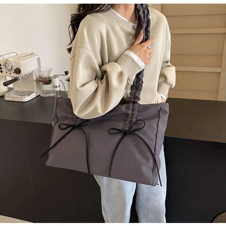 Pink Pleated Bow Tote Bag for Women — feature 21
