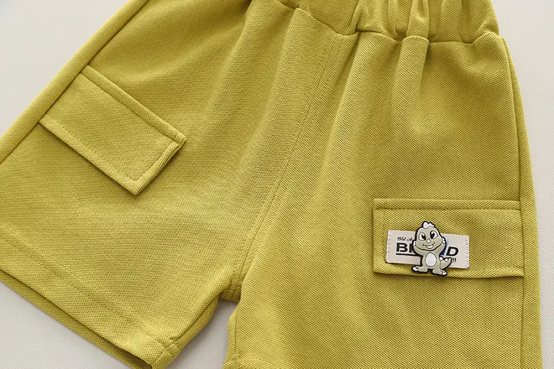 2024 Cartoon Boys T-Shirt Shorts Set Green Yellow — feature 11