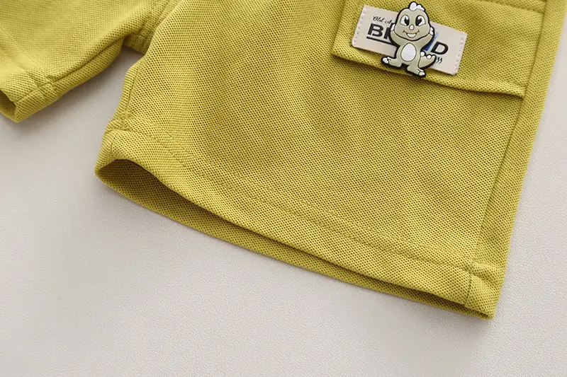 2024 Cartoon Boys T-Shirt Shorts Set Green Yellow — feature 12