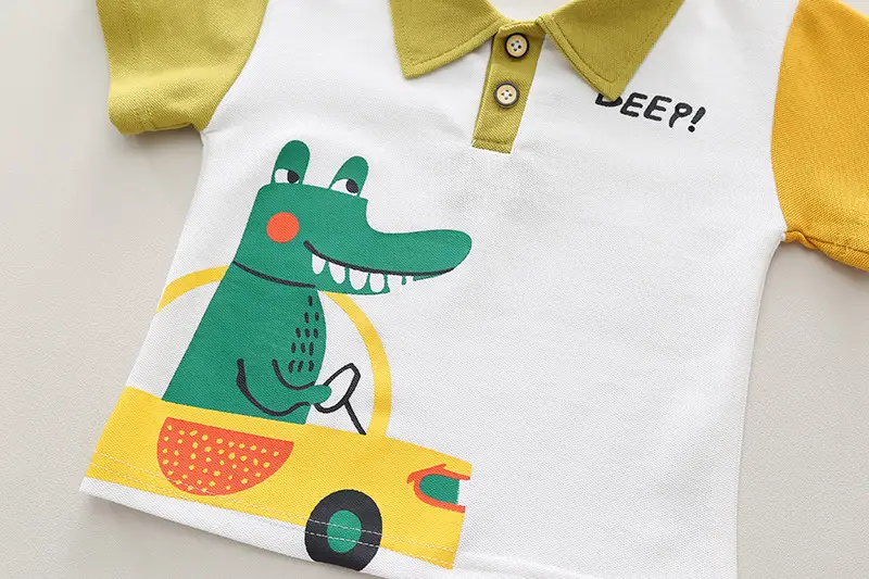 2024 Cartoon Boys T-Shirt Shorts Set Green Yellow — feature 7