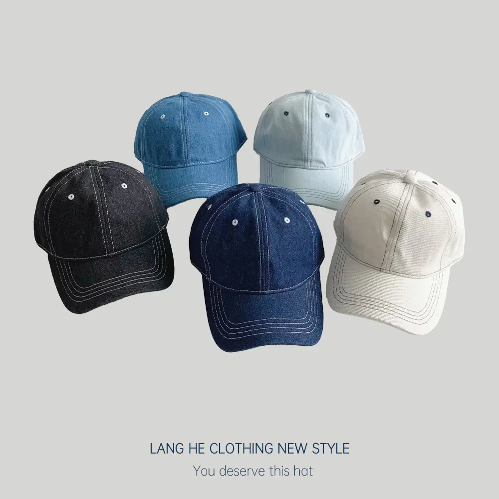 Women Face Mask Denim Baseball Cap Blue Grey - Image 7