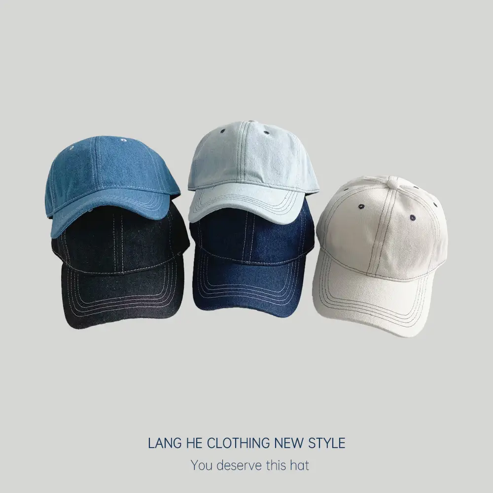 Women Face Mask Denim Baseball Cap Blue Grey - Image 8
