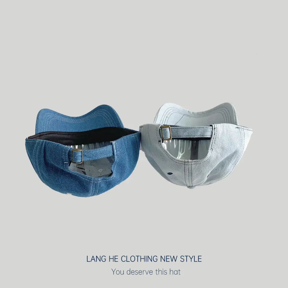 Women Face Mask Denim Baseball Cap Blue Grey - Image 9