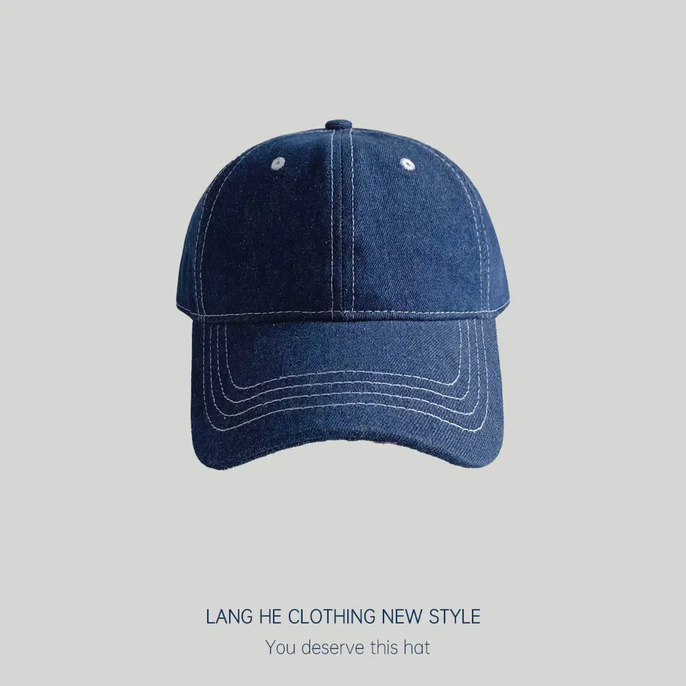 Women Face Mask Denim Baseball Cap Blue Grey - Image 2