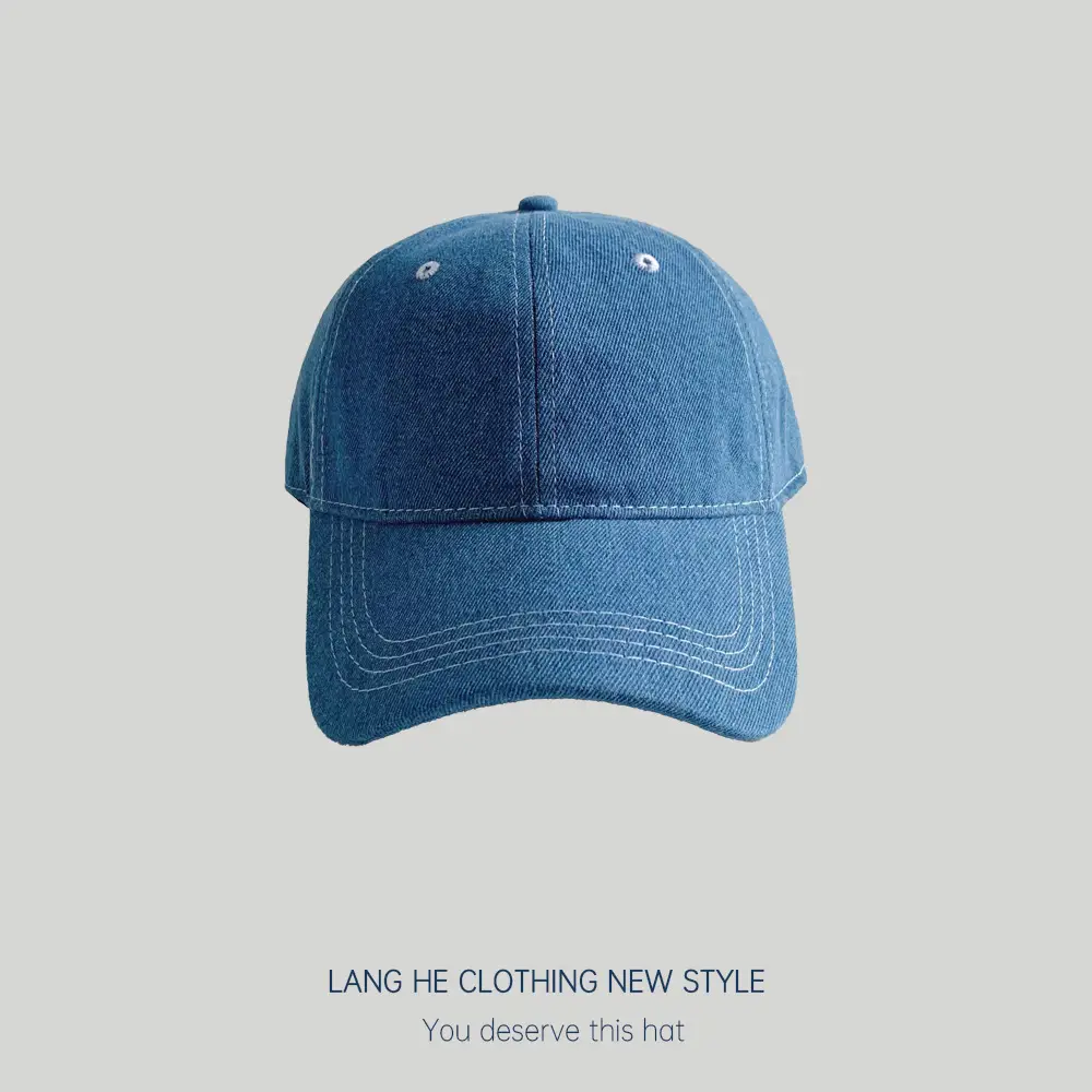 Women Face Mask Denim Baseball Cap Blue Grey - Image 3