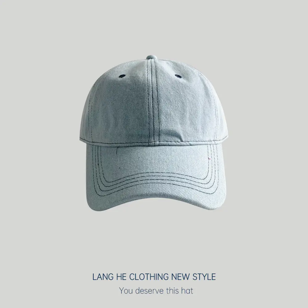 Women Face Mask Denim Baseball Cap Blue Grey - Image 4