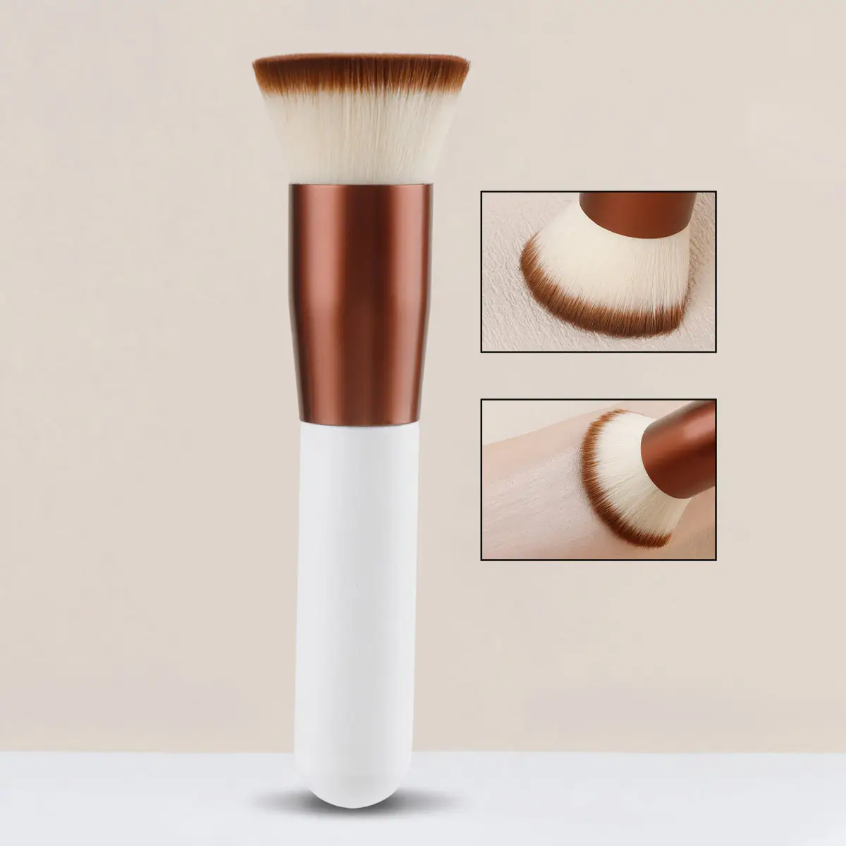 Pink Flat Head Makeup Brush for Foundation & Powder — feature 1