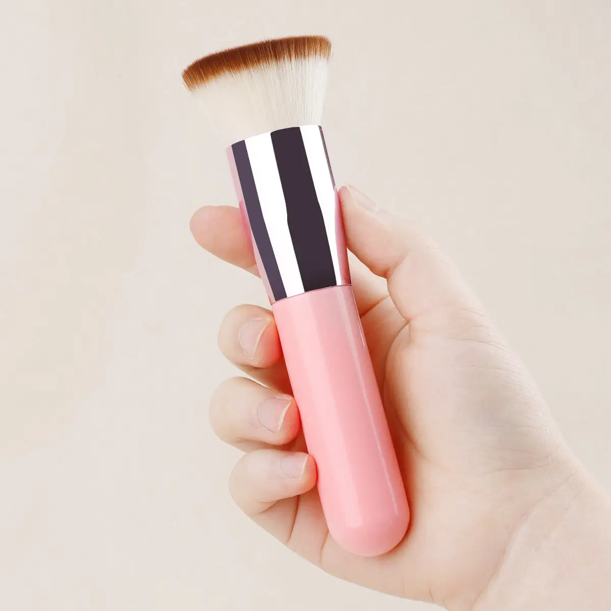 Pink Flat Head Makeup Brush for Foundation & Powder — feature 12