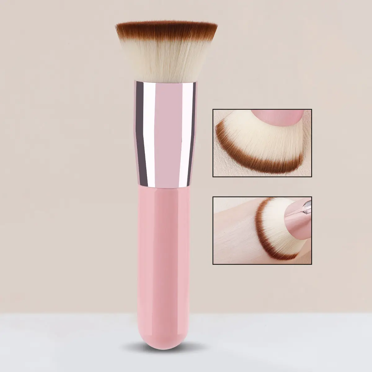 Pink Flat Head Makeup Brush for Foundation & Powder — feature 7