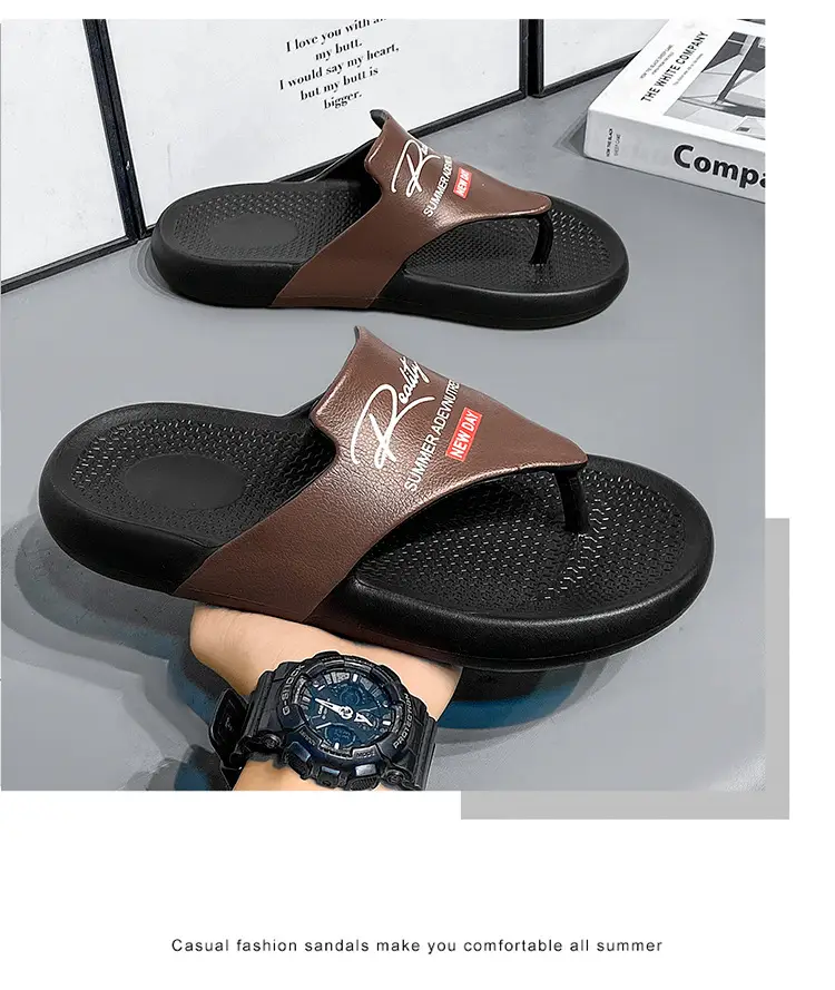 Summer New Korean-style Fashionable Flip-flops Men's Flip-flops Outdoor Cross-border Leisure Beach Sandals and Slippers plus size Slippers — feature 16