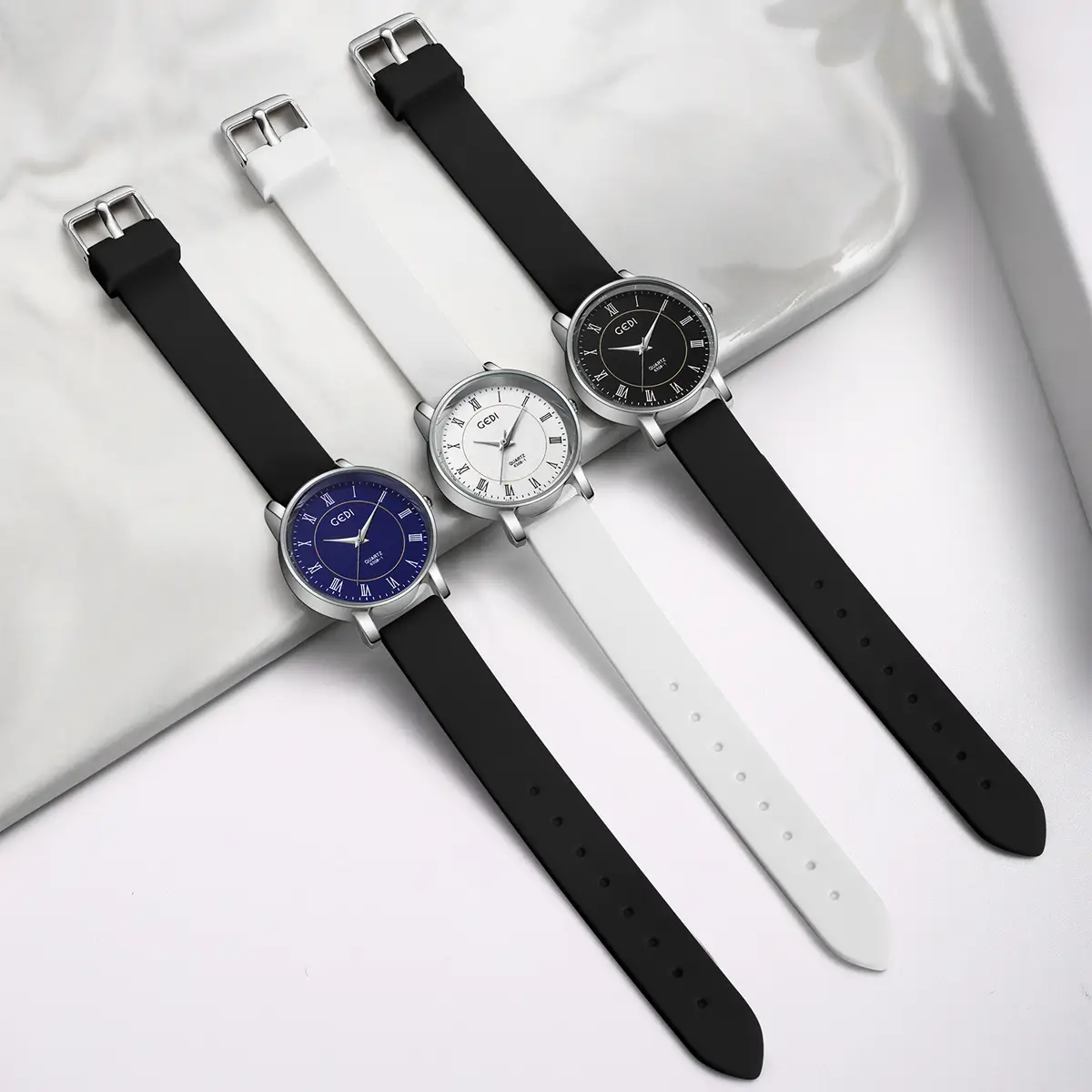 Goldie Waterproof Silicone Couple Watch Blue Dial