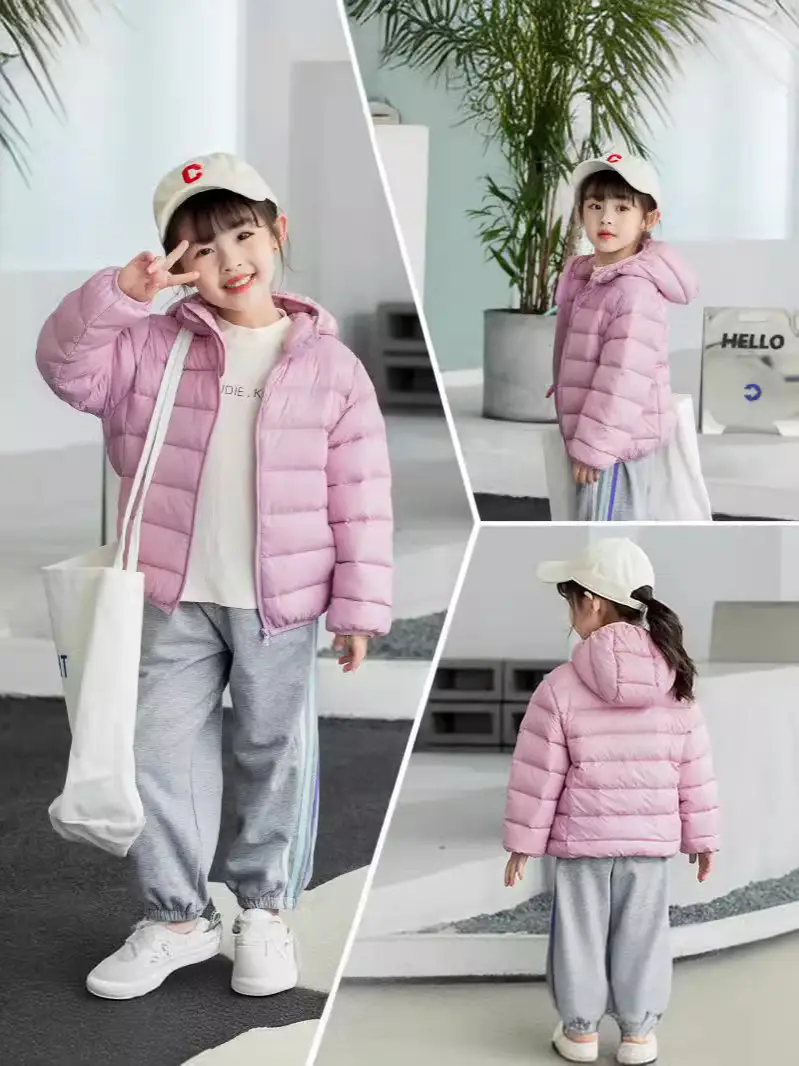 Children's Velvet Silk Hooded Jacket Pink Medium Large - Image 14