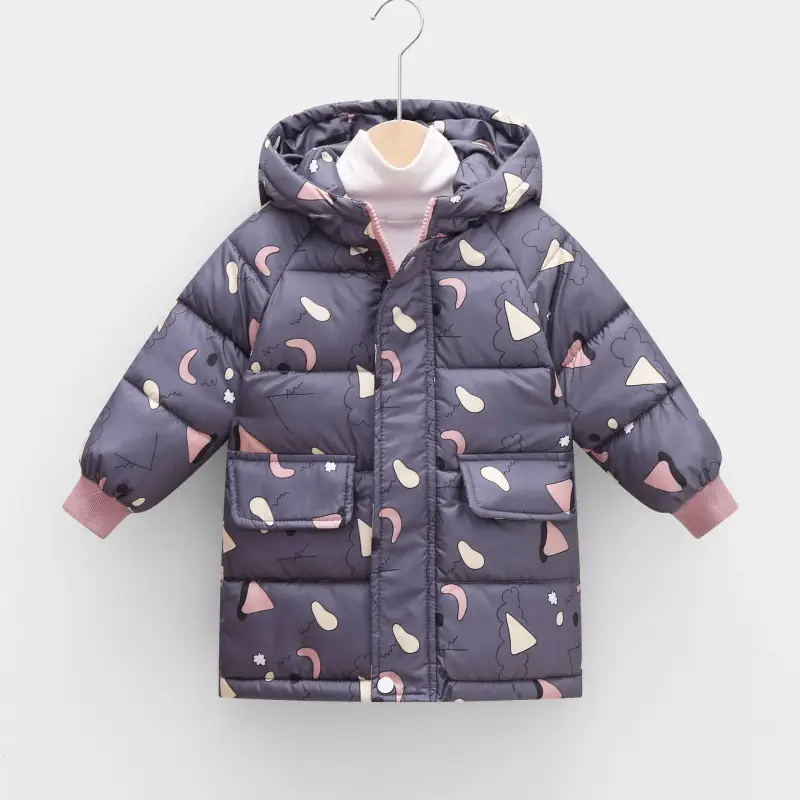 New Hooded Cotton Coat for Kids Mid Length Patterned - Image 8