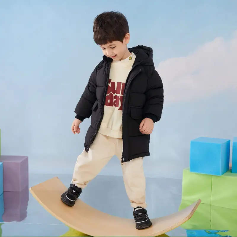 New Hooded Cotton Coat for Kids Mid Length Patterned - Image 10