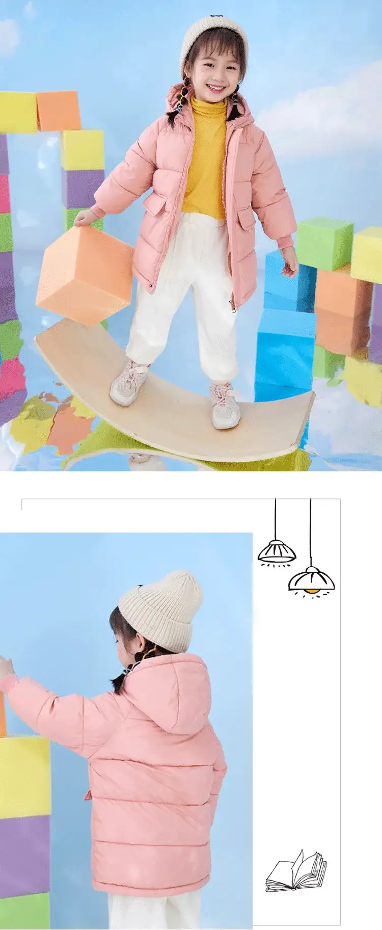 New Hooded Cotton Coat for Kids Mid Length Patterned — feature 10