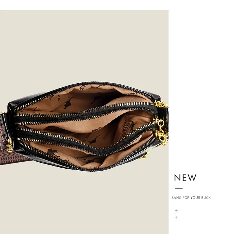 Black Women's Multi-Compartment Shoulder Crossbody Bag — feature 22