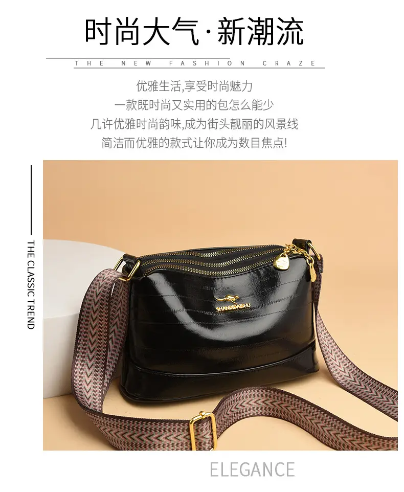 Black Women's Multi-Compartment Shoulder Crossbody Bag — feature 24