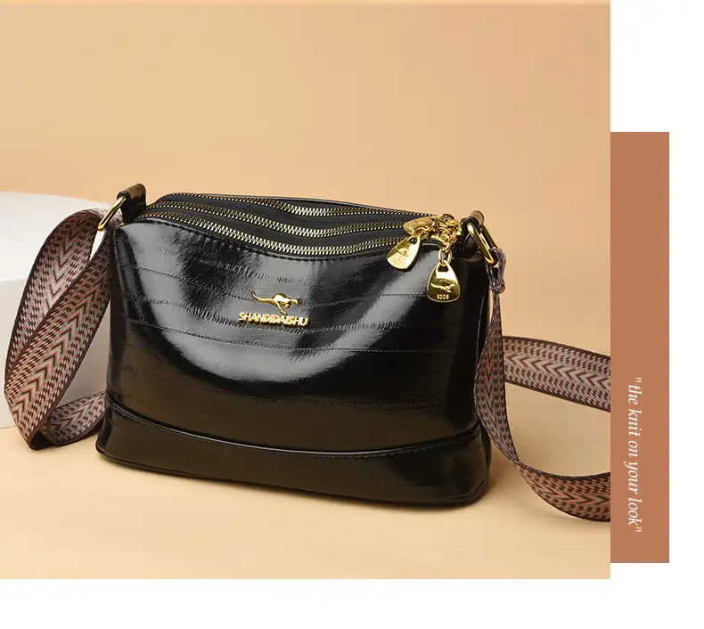 Black Women's Multi-Compartment Shoulder Crossbody Bag — feature 25