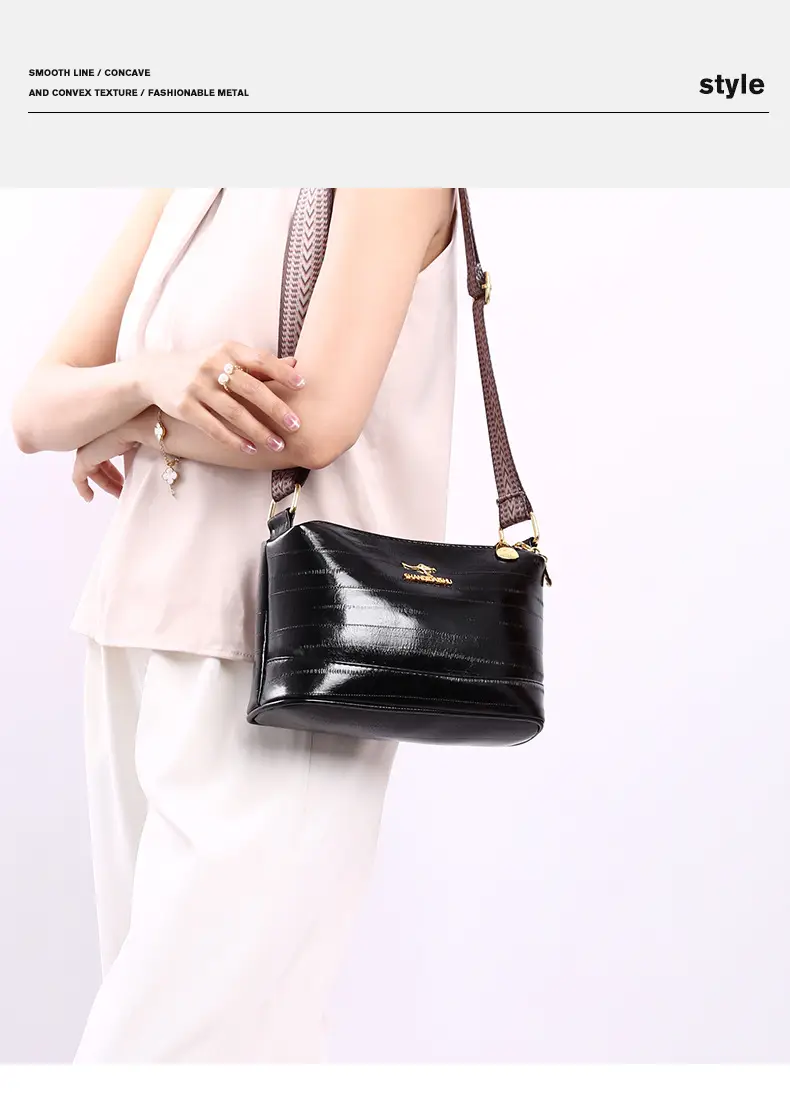 Black Women's Multi-Compartment Shoulder Crossbody Bag — feature 34