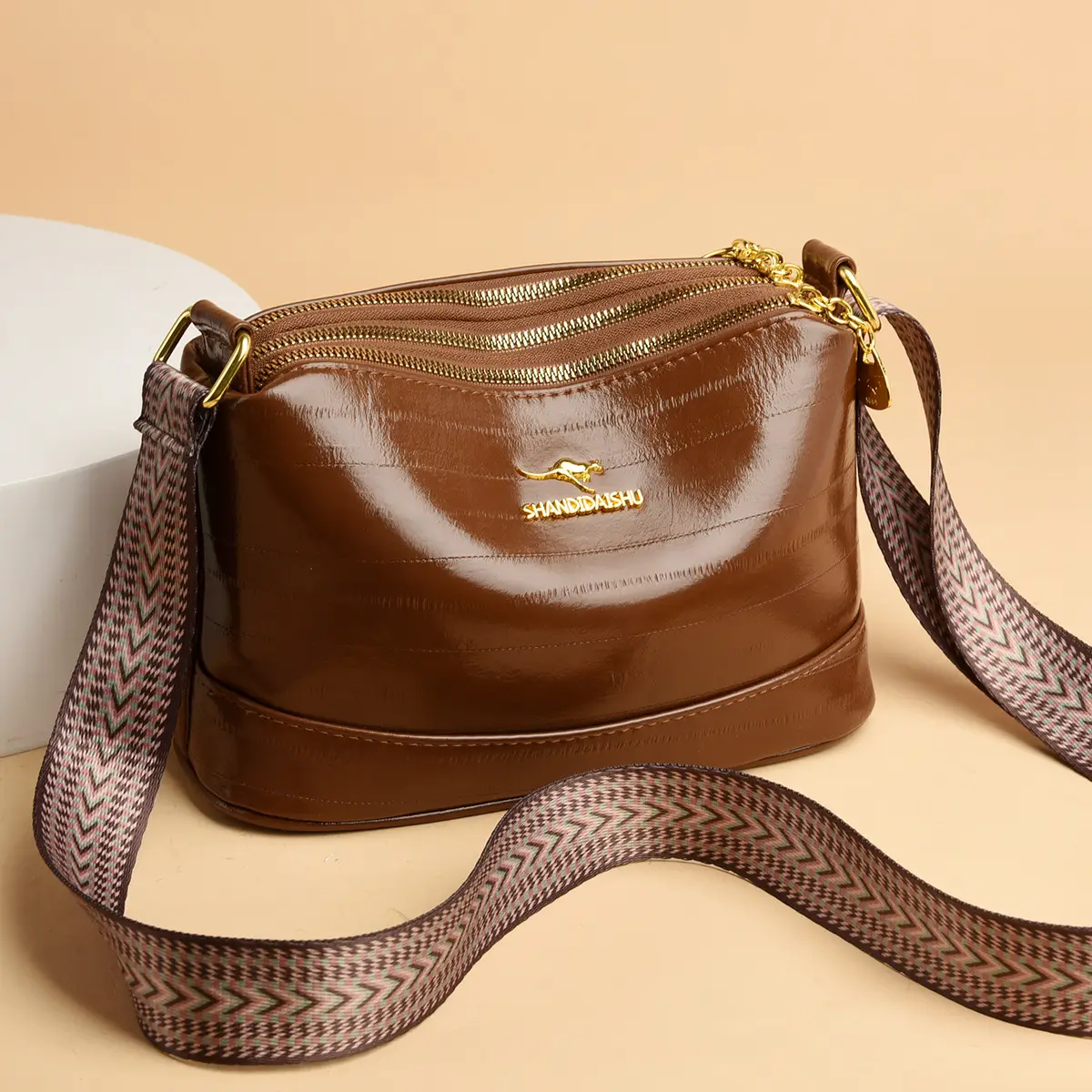 Black Women's Multi-Compartment Shoulder Crossbody Bag - Image 3