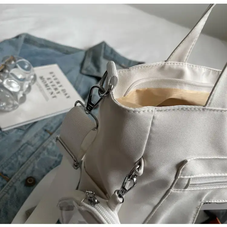 Women's Large Capacity Tan Tote Bag with Transparent Pocket — feature 31