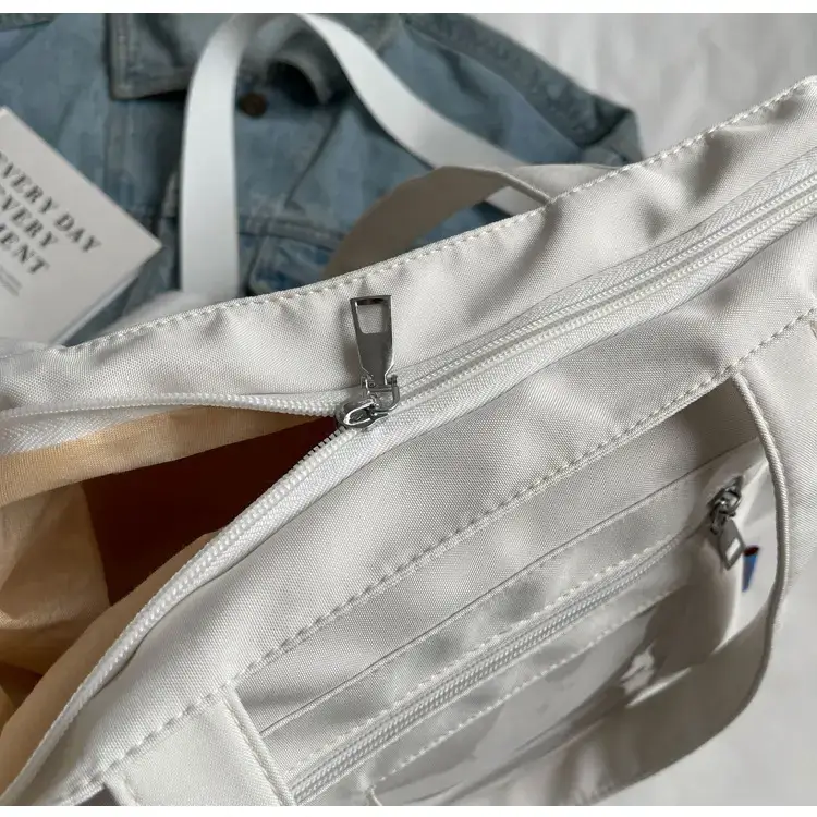Women's Large Capacity Tan Tote Bag with Transparent Pocket — feature 38