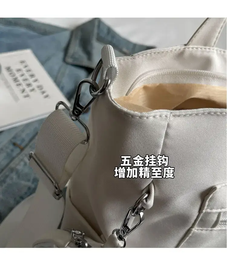 Women's Large Capacity Tan Tote Bag with Transparent Pocket — feature 7