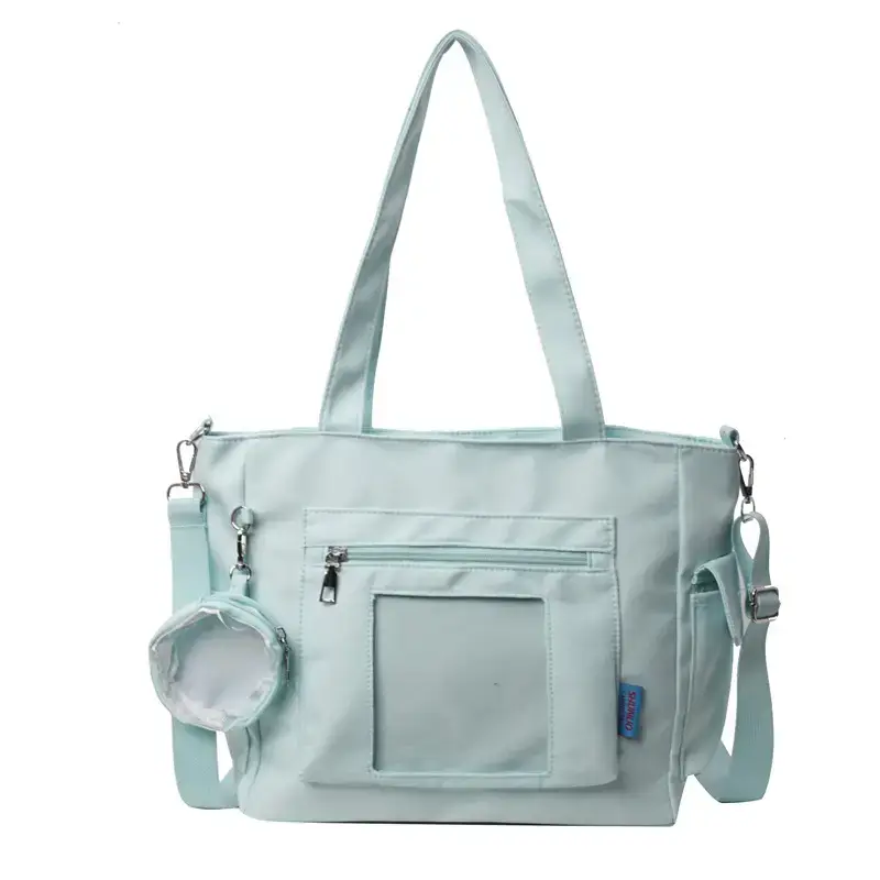 Women's Large Capacity Tan Tote Bag with Transparent Pocket - Image 4
