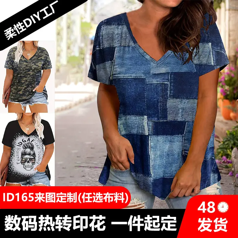 Summer Western Aztec Pattern 3D Printed T-Shirt Women's V-neck Casual T-Shirt Y2k Top Women's Super — feature 2