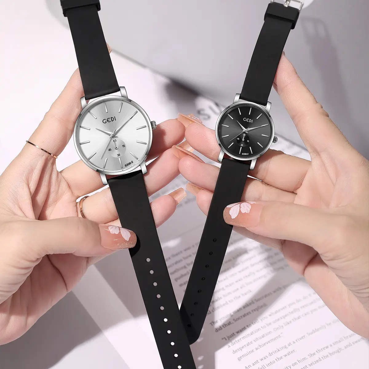 Goldie Couple's Watch Waterproof Silicone Black Analog - Image 10