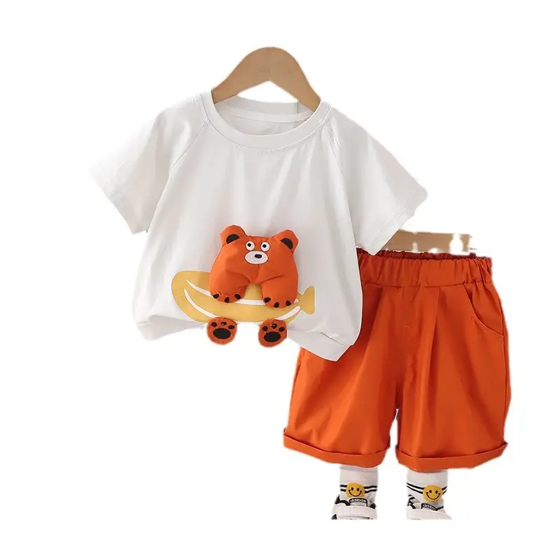 Baby Short Sleeve T-Shirt & Shorts Set Cream Brown 0-5Y