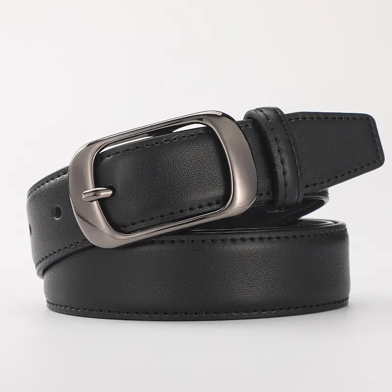Black Belt with Silver Buckle, 2.8cm Wide