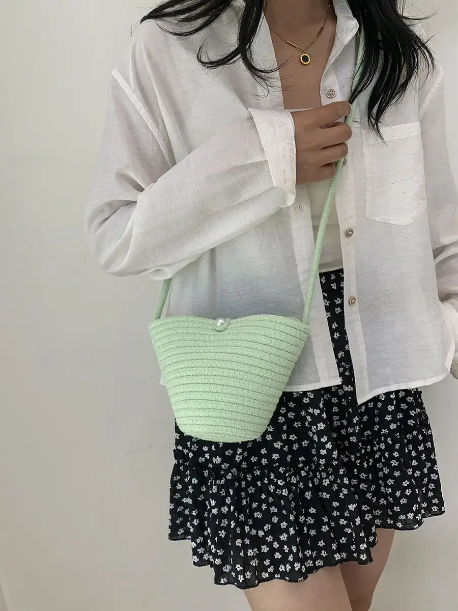 Pink Cat Ear Rattan Shoulder Bag for Women - Image 10