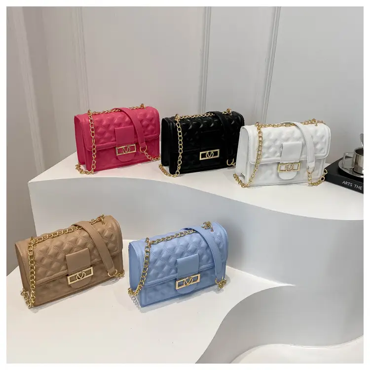 White Rhombic Chain Shoulder Bag for Women - Image 7