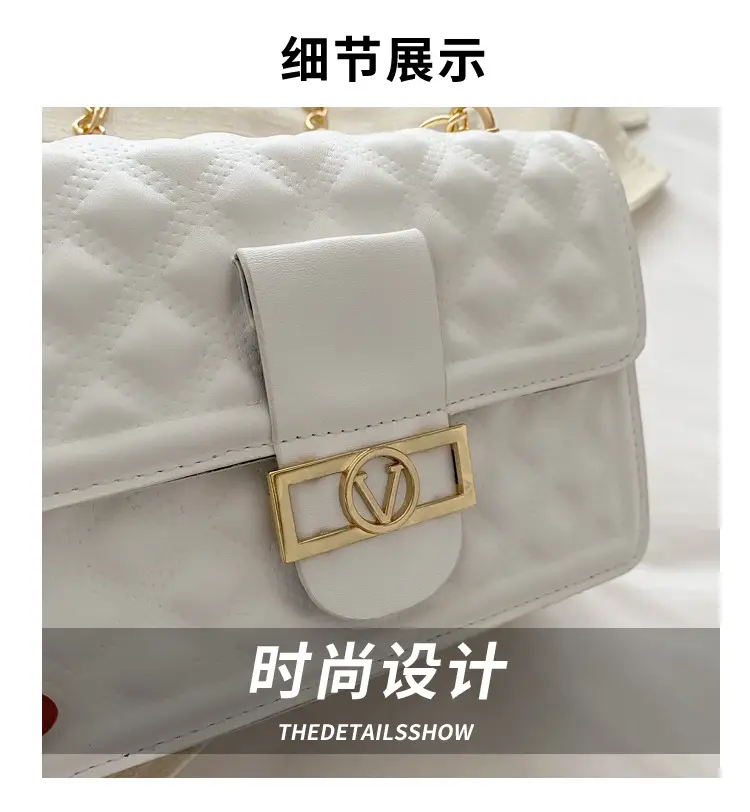White Rhombic Chain Shoulder Bag for Women — feature 4