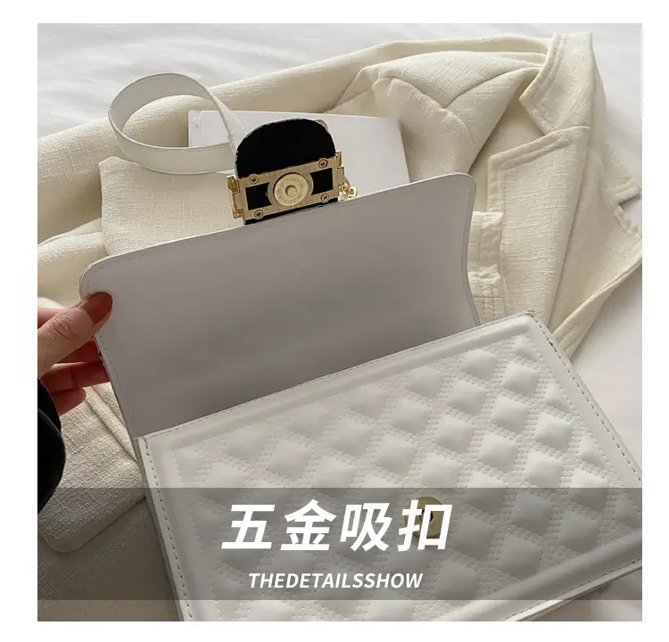 White Rhombic Chain Shoulder Bag for Women — feature 6