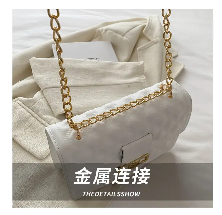 White Rhombic Chain Shoulder Bag for Women — feature 7