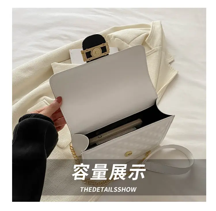 White Rhombic Chain Shoulder Bag for Women — feature 8