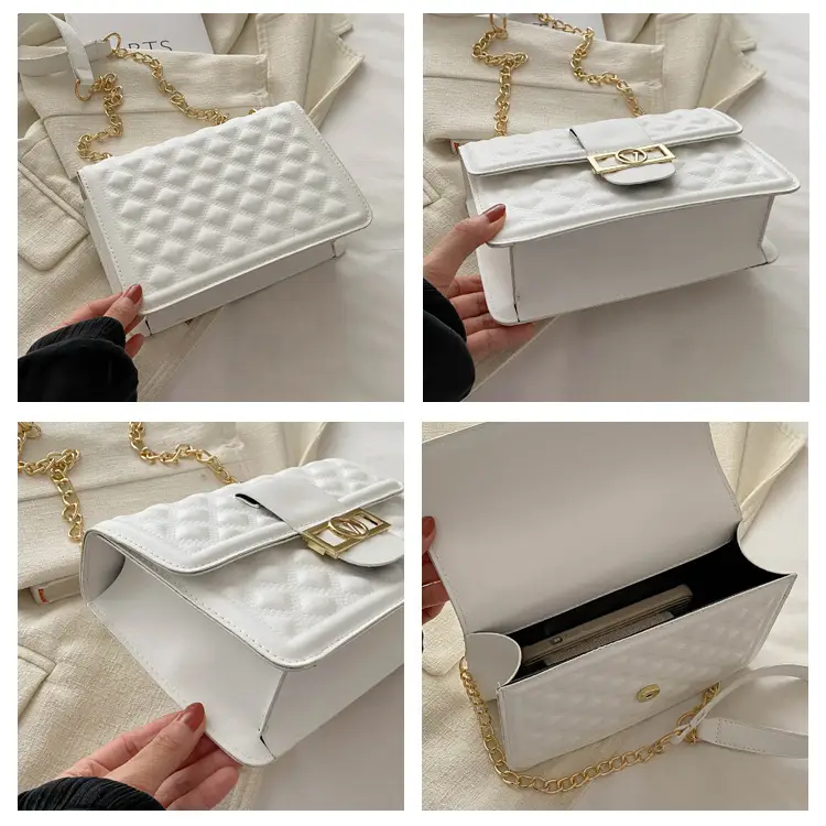 White Rhombic Chain Shoulder Bag for Women — feature 9