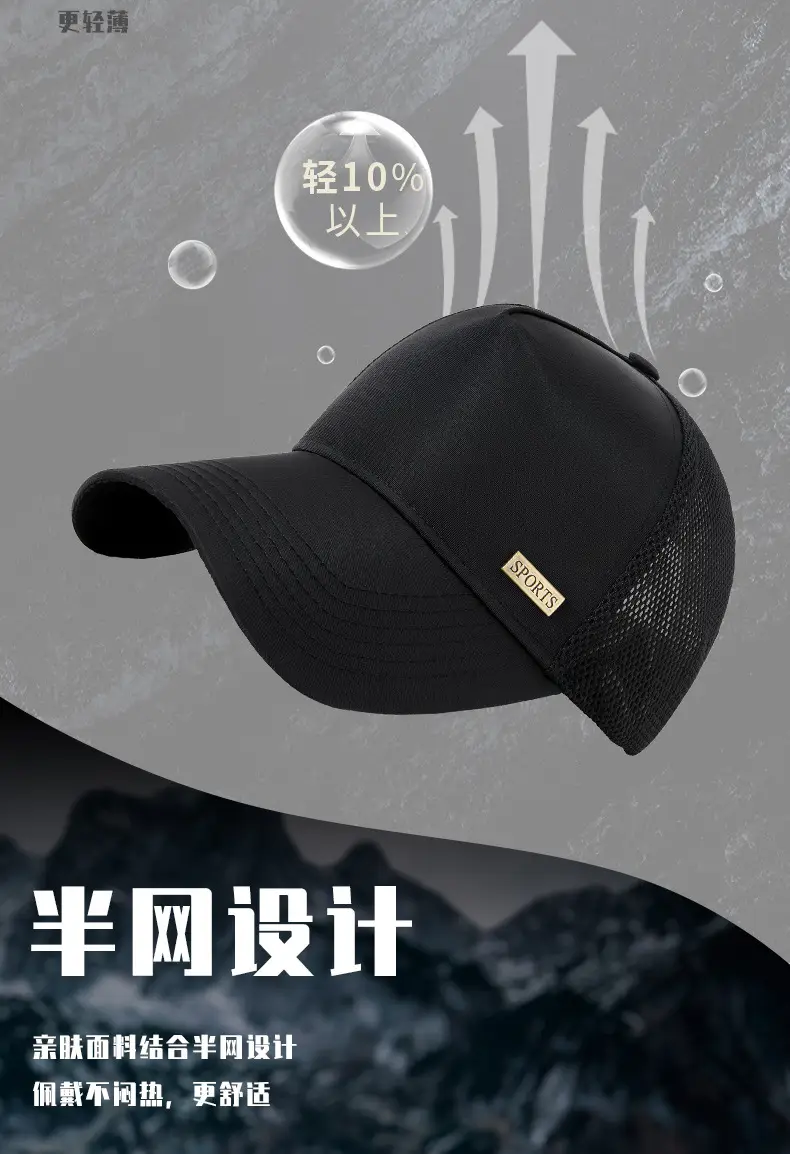 Men's Breathable Anti-splash Baseball Cap Grey — feature 10