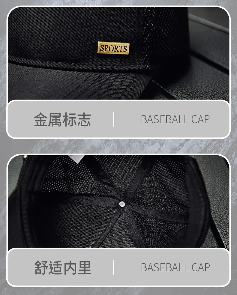 Men's Breathable Anti-splash Baseball Cap Grey — feature 29
