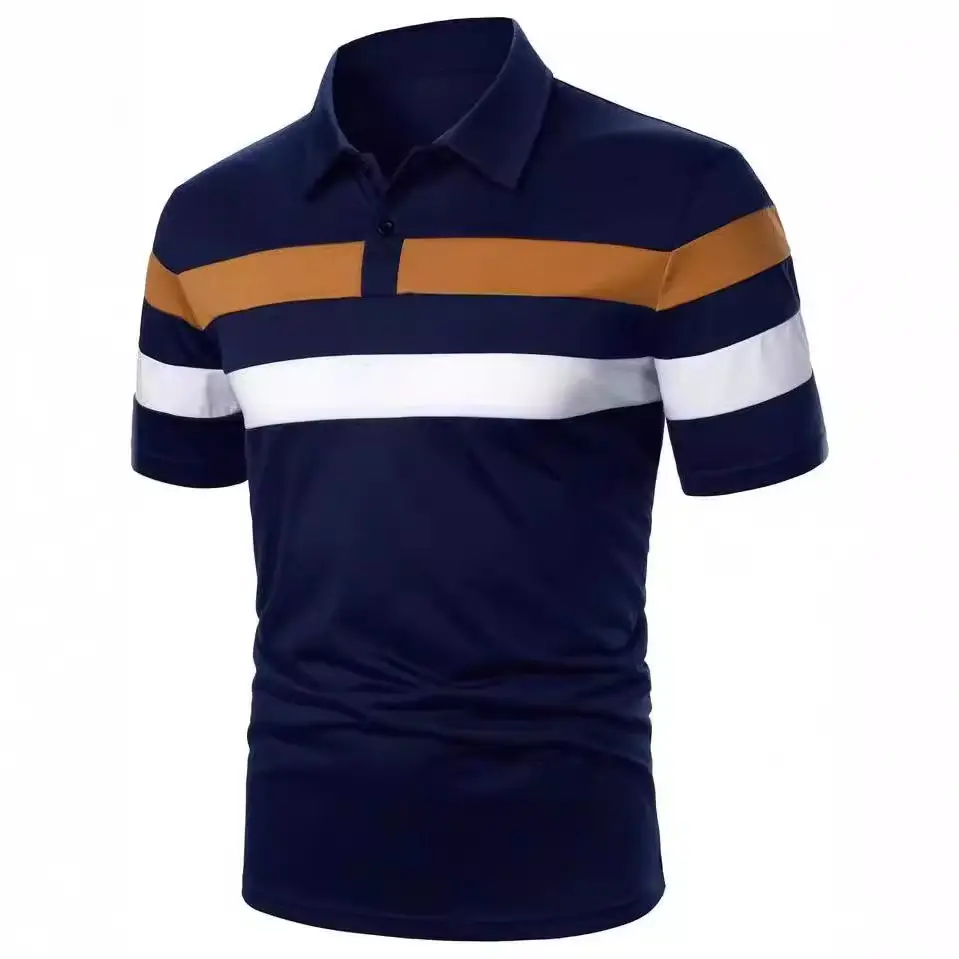 Men's 2025 Polo Shirt Black Striped Collared Short Sleeve - Image 8