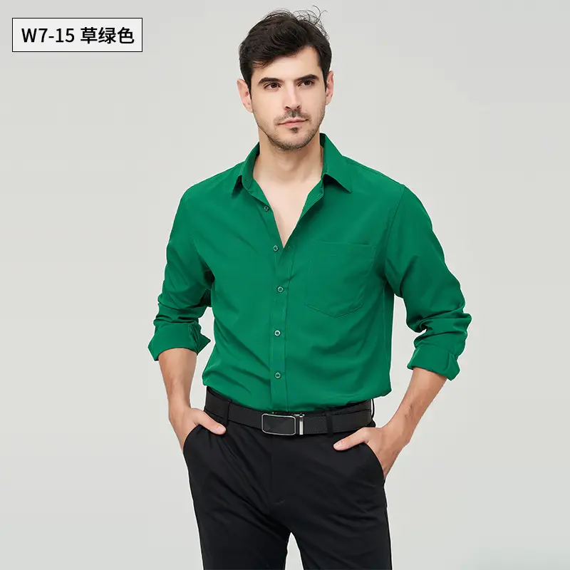 Men's Red Button Down Shirt W712 Fire Red - Image 14