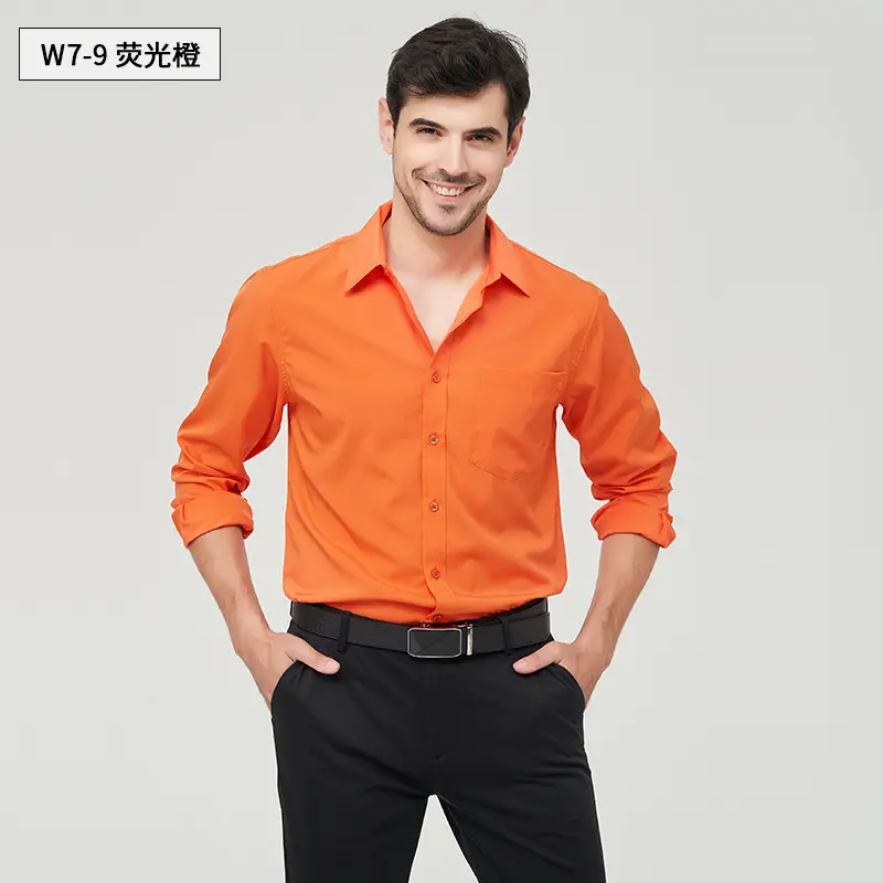Men's Red Button Down Shirt W712 Fire Red - Image 8