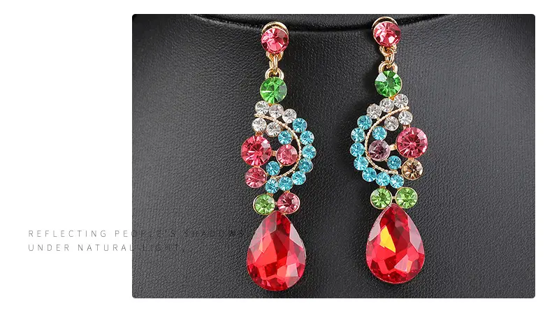 Red Multi-Color Bridal Earrings Necklace Set — feature 10